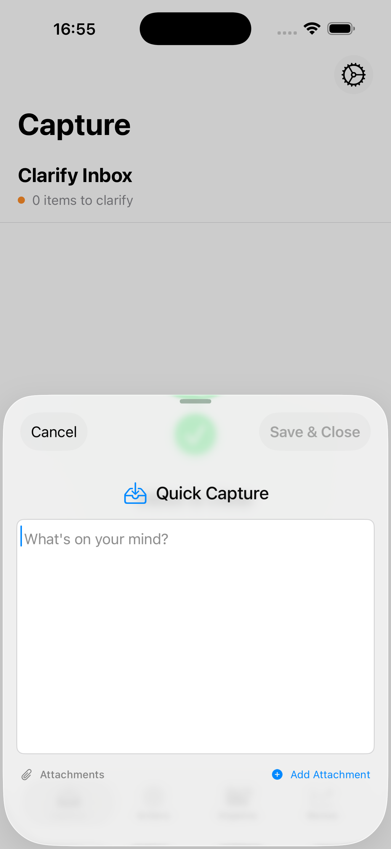 Quest2Do Quick Capture Interface - GTD Capture Stage, Mac global hotkey Cmd+Shift+Space for fast recording